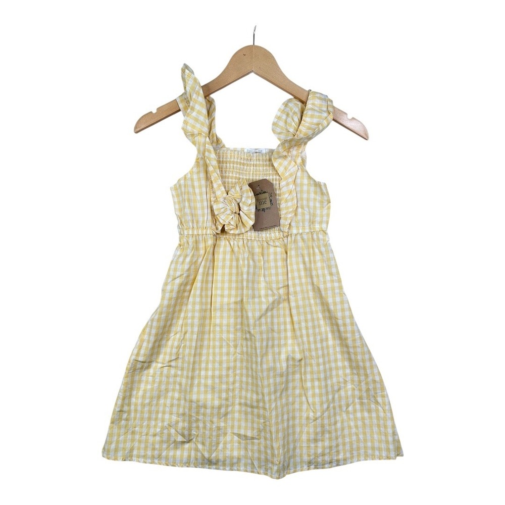 New Forever Me Sleeveless‎ Gingham Girls Dress size 6X Yellow/White